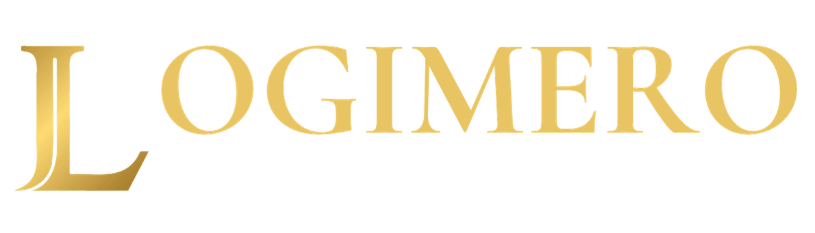 Logimero — Inner Clarity in a Noisy Modern World Logimero logo in gold for a quiet media house for ancient wisdom, Stoic reflection, inner clarity, and calm strength in a noisy world.